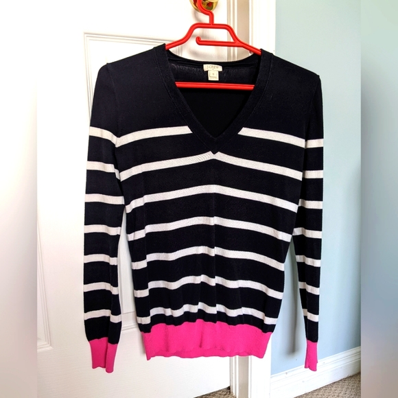 J Crew striped navy sweater - Picture 1 of 3
